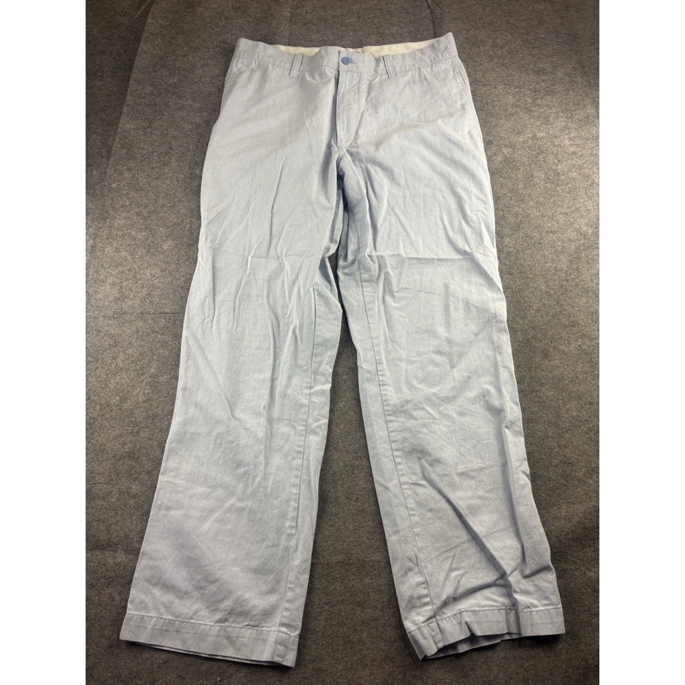 Geoffrey Beene Pants Mens 36x32 100% Cotton Blue Flat Front Chino Straight Prep